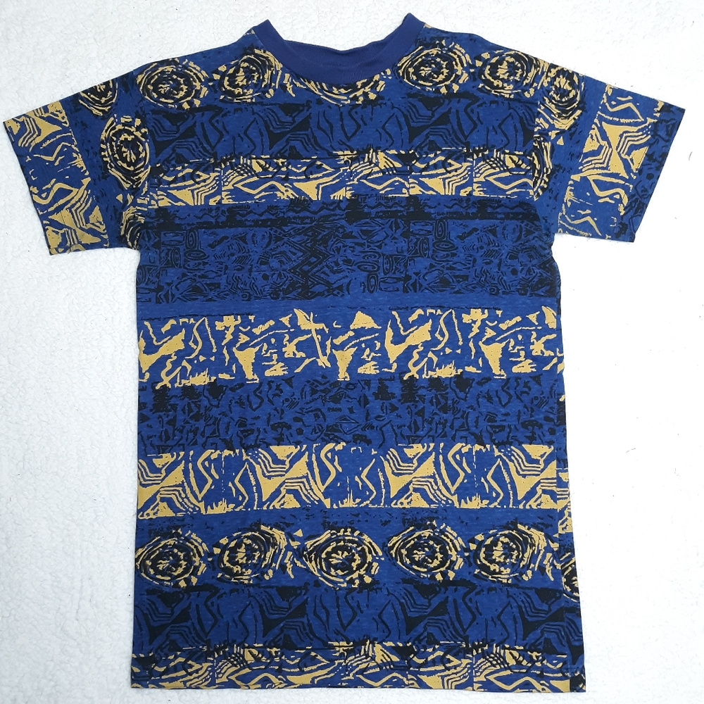 Vintage 90s Gen One Aztec Tribal All Over Print AOP Tshirt Size Medium